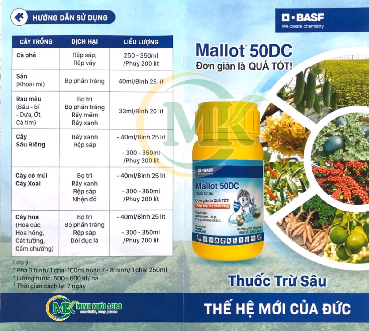 Thuốc trừ sâu sinh học Mallot 50DC - Chai 250ml